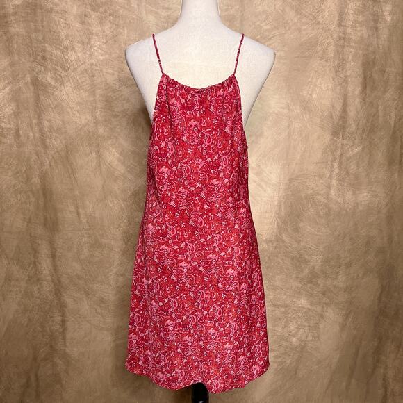 Vintage 90s DBY Ltd. Sleeveless Spaghetti Strap Midi Dress Red Paisley Keyhole - Picture 2 of 7
